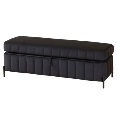 FONTOI 49.21" Velvet Storage Bench, Upholstered Storage Organizer, Foot Rest Suitable for Bedroom Living Room, Black, 17.32"*16.93"*49.21"