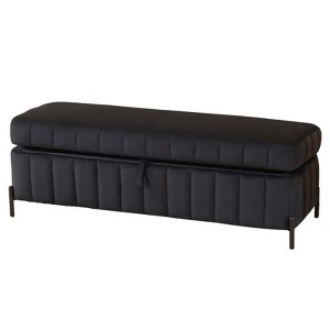 DSVIMOY Wide Upholstered Storage Soft Bench, Footstool Ottoman End of Bed with Legs, Foot Rest for Living Room, Black, 49.21"*17.32"*16.93" - 1 of 4