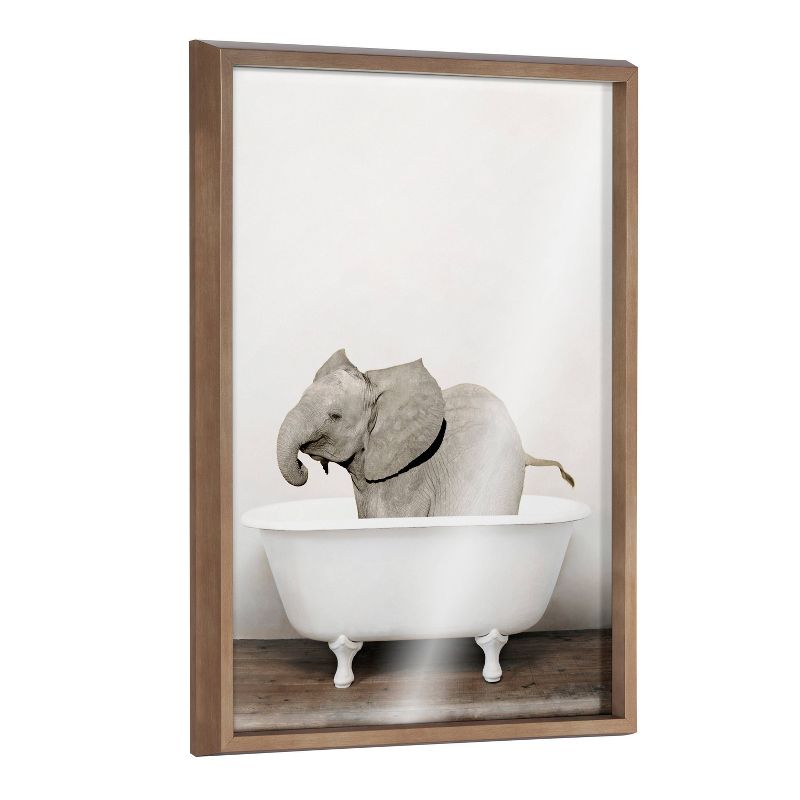 18&#34; x 24&#34; Blake Baby Elephant in the Tub Color Framed Printed Glass Gold - Kate &#38; Laurel All Things Decor, 1 of 8