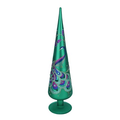 Northlight 15" Green Peacock Gem Glass Finial Christmas Tree Topper - Unlit