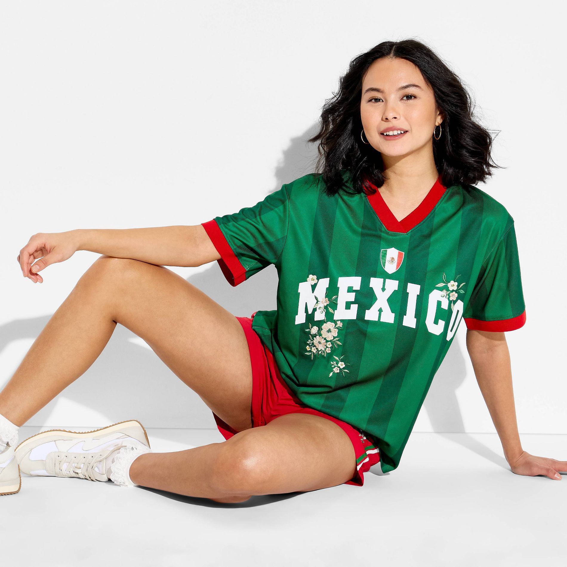 Women's Mexico Floral Short Sleeve Graphic Jersey T-Shirt - Green