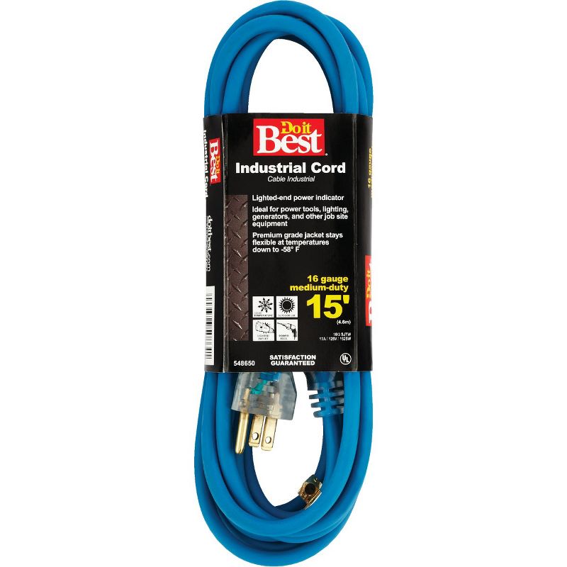 Do it Best  15 Ft. 16/3 Industrial Outdoor Extension Cord RL-JTW163-15X-BL, 1 of 2