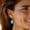 Ross-Simons Carved Turquoise Floral Drop Earrings in Sterling Silver - 2 of 3