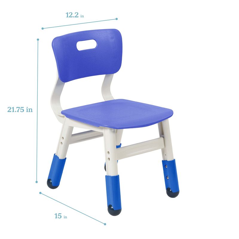 ECR4Kids Resin Classroom Chairs, Indoor Kids Seating with Adjustable Seat Height (2-Pack), 3 of 11