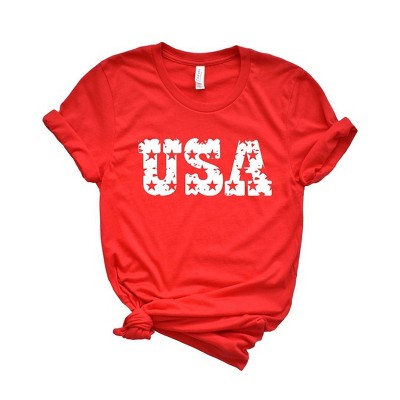 Simply Sage Market Women's USA Distressed Stars Short Sleeve Graphic Tee