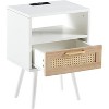 Nightstands Set Multifunctional Rattan Decor Drawer & Open Shelf, USB Charging 15.75 Rattan Furniture,Bed Side Tables - 4 of 4