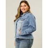 Agnes Orinda Women's Plus Size Classic Denim Long Sleeve with Pockets Fashion Jean Jackets - 4 of 4