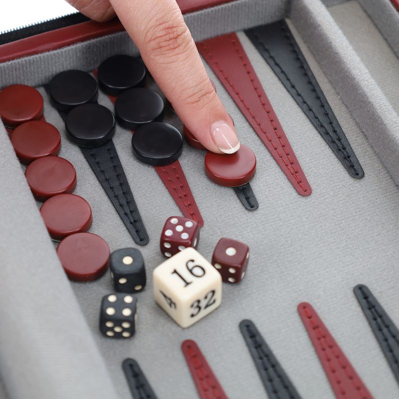 WE Games Magnetic Backgammon Set with Leatherette Case and Carrying Strap - Travel Size, 5 of 12
