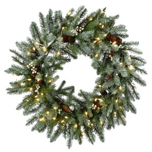 30" Prelit LED Snowy Morgan Spruce Wreath Twinkly Lights - National Tree Company - 1 of 4