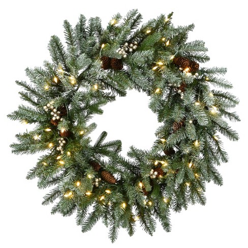 30" Prelit LED Snowy Morgan Spruce Wreath Twinkly Lights - National Tree Company - image 1 of 4