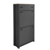 Okak Shoe Cabinet, Shoe Organizer with 2 Panel Flip Drawers and 1 Simple Drawers, Freestanding Shoe Rack for Entryway, Living Room, Hallway, Grey - 4 of 4
