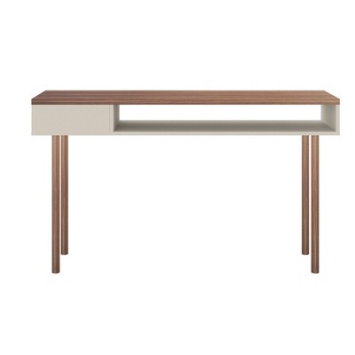 Windsor 48" Off White and Natural Wood Console Table with Storage