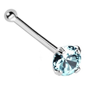 Jewelry Avalanche 22G 14K Gold Ball-end Nose Stud with Aquamarine Gemstone - 1 of 2