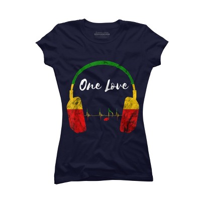 Adult Design By Humans Headphones Jamaican Pride One Love By T-Shirt