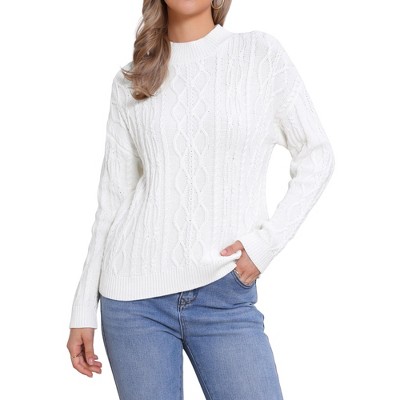 INSPIRE CHIC Women's Vintage Long Sleeve Crew Neck Knitted Sweater