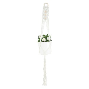 Unique Bargains Macrame Plant Hanger Woven Cotton Indoor Outdoor Decorative - 1 of 4