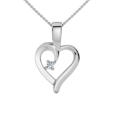 Pompeii3 Heart Shape Solitaire Diamond Pendant Necklace in 14k White Yellow or Rose Gold