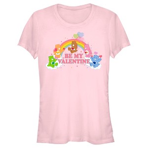 Juniors Womens Care Bears Valentine's Day Be My Valentine Rainbow T-Shirt - 1 of 4