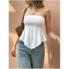 Women's White Smocked Bandeau Peplum Top Strapless Ruffle Hem Tube Top - 4 of 4