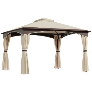 Resenkos Outdoor Garden Gazebo, Sunshade Gazebo Canopy,10' x 12' Outdoor Gazebo with Netting and Curtains, Patio Gazebo Canopy with 2-Tier Soft Top - 1 of 4