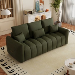 80.7 in. W Premium Teddy Fabric 3-Seat Sofa with 3 Pillows and 3 Back Cushions for Living Room, Bedroom, and Office - 1 of 4