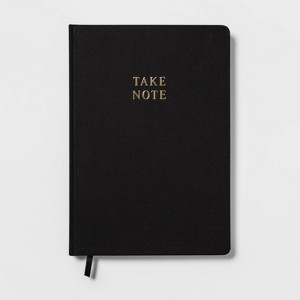 240 Sheet College Ruled Journal 7.75"x5.5" Black Linen Notes - Threshold™: Hard Cover, Acid-Free, Rounded Corners - 1 of 3