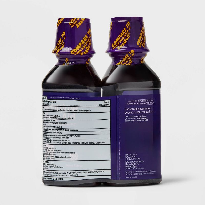 Diphenhydramine HCl Nighttime Sleep Aid Liquid - Berry - 12 fl oz - up &#38; up&#8482;, 4 of 9