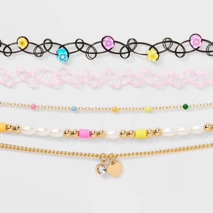 Girls' 5pk Tattoo and Heart Choker Necklace - art class™: Lobster Claw Clasp, Iron, Acrylic, Recycled Zinc - 1 of 3