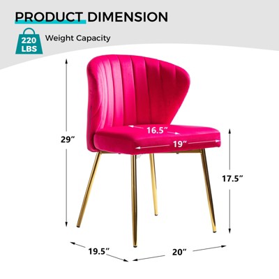 Fuchsia Velvet Upholstered Side Chair with Gold Metal Legs