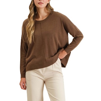 August Sky Women's Rib Lightweight Pullover Sweater