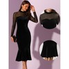 Allegra K Women's Bodycon Elegant Velvet Sheer Mesh Mock Neck Midi Cocktail Dresses - 2 of 4