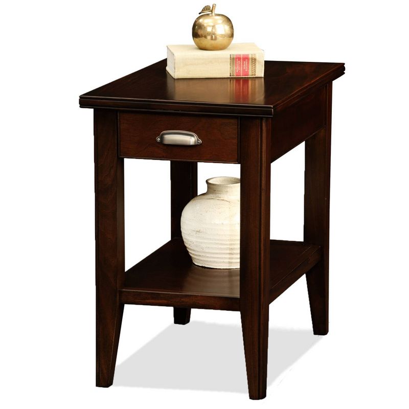 Laurent Drawer Chairside Table Chocolate Cherry Finish - Leick Home, 1 of 14