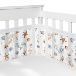 Sweet Jojo Designs Boy, Girl, Unisex/Gender Neutral BreathableBaby Breathable Mesh Crib Liner Baby Nursery Seashells Multicolor - 1 of 4