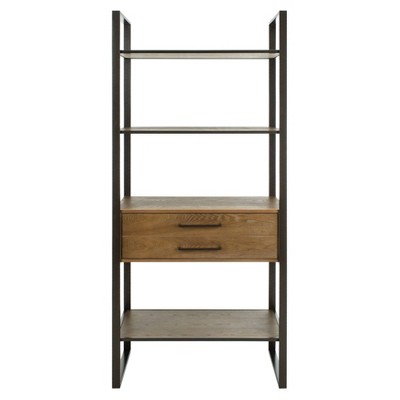 Skylar 4 Tier 1 Drawer Etagere Gun Metal/Rustic Oak - Safavieh