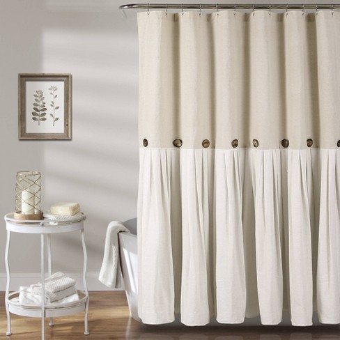 Linen Button Shower Curtain - Lush Décor - image 1 of 4