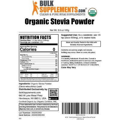 BulkSupplements Organic Stevia Leaf Powder