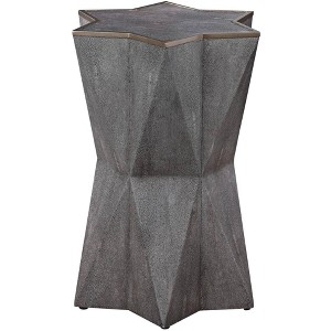 Uttermost Modern Charcoal Gray Faux Shagreen Accent Table 16" Wide Gold Leaf Trim Star Hourglass for Living Room Bedroom Bedside - 1 of 1