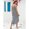 Women's Adjustable V Neck Sleeveless Spaghetti Strap Wrap Floral Dress with Irregular Hemline Midi Dress - 3 of 4