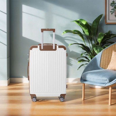 INFURNIC Bag And Luggage Sets 3 Piece Durable Rolling Suitcases with Silent Wheels, Stylish Travel Luggage Suitcase Set, Brown, 20.87"*11.81"*30.31"