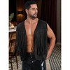 INSPIRE CHIC Men's Suede Casual Front Open Sleeveless Fringe Trim Vest - 2 of 4