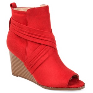 Journee Collection Womens Sabeena Inside Zip Open Toe Wedge Booties - 1 of 4