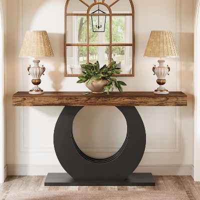 Hommoo Industrial Farmhouse Narrow  Console Table Rustic Brown