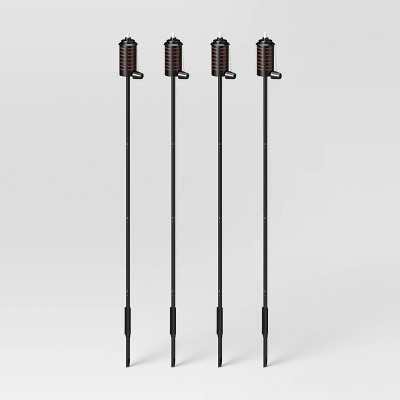 TIKI 65-Inch Black and Orange Metal Garden Torch Set