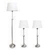 Set of 3 Adjustable Lamp Set (2 Table Lamps and 1 Floor Lamp) Metallic Silver - Elegant Designs: Brushed Nickel Finish, White Shades - image 4 of 4