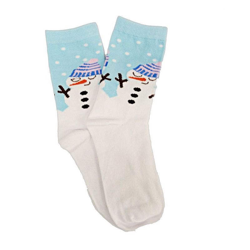 Christmas Holiday Socks (Women's Sizes Adult Medium) - Light Blue Snowman / Medium from the Sock Panda, 1 of 2