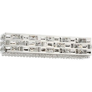Possini Euro Design Crystal Rain Modern Wall Light Chrome Hardwire 24" Light Bar Fixture LED for Bedroom Bathroom Vanity Reading Living Room Hallway - 1 of 4