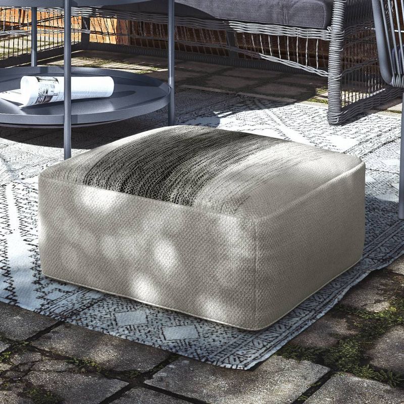 Irena Square Woven PET Polyester Pouf Gray/White - WyndenHall, 2 of 8