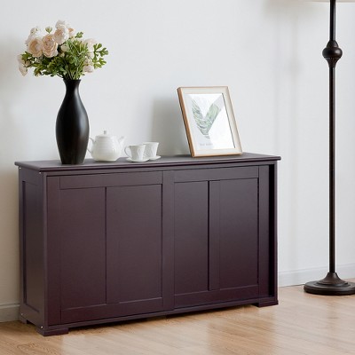 Dark Brown Painted Composite Wood Kitchen Storage Cabinet