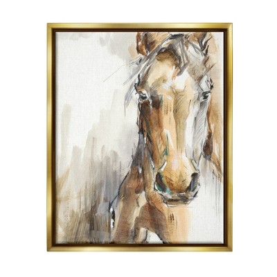 Stupell Industries Horse Portrait Orange Brown Animal Watercolor Painting