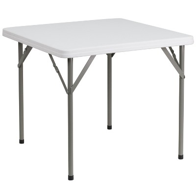 Emma and Oliver 2.85-Foot Square Granite White Plastic Folding Table - Event Folding Table